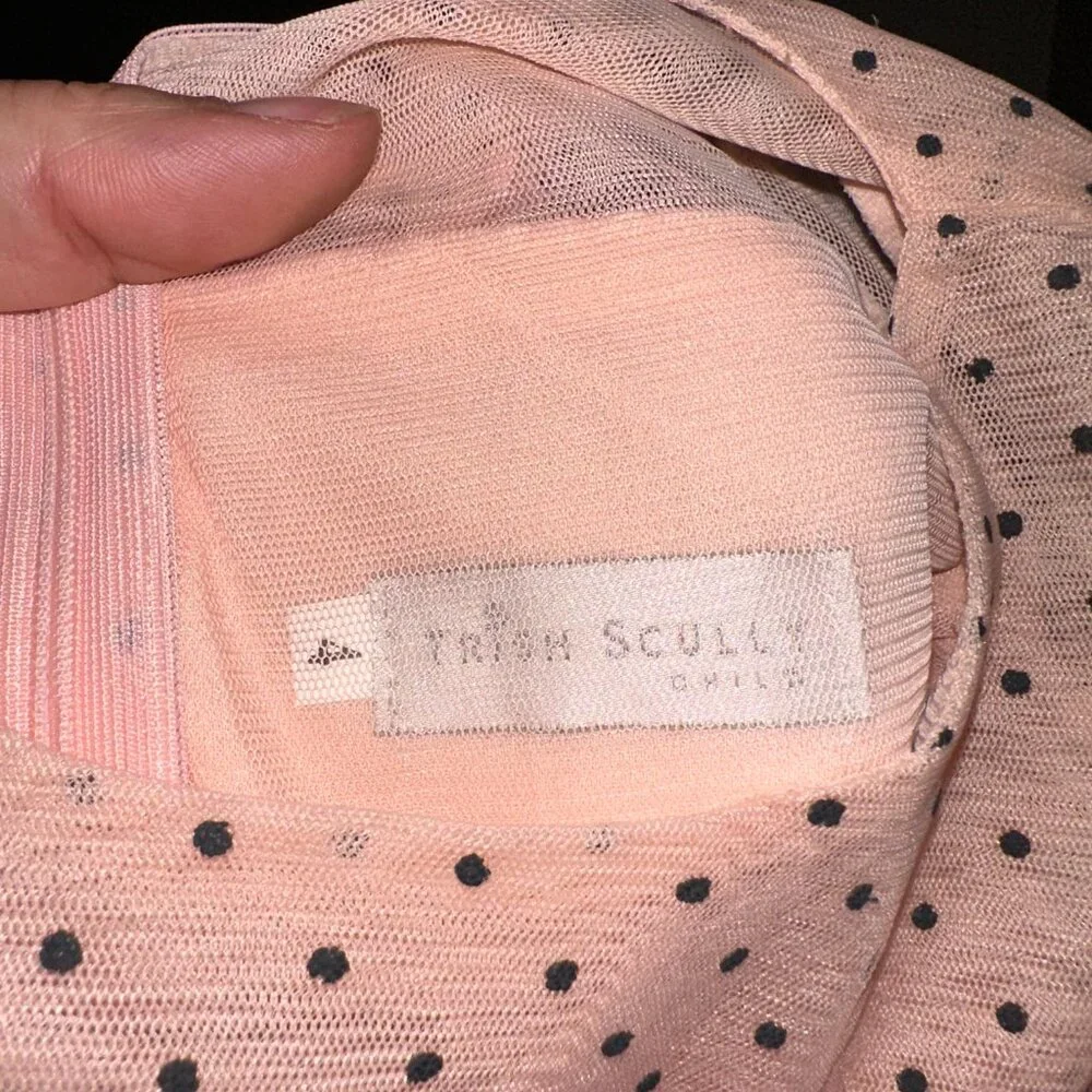 Trish Scully PEACHY PINK polkadot Tulle Party Flower Girl Dress Sz 4T HIGH-LOW 4